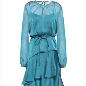 Mikael Aghal Tiered Ruffle Midi Dress for Evening or Weddings